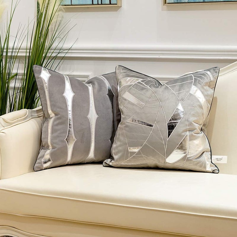 Avigers 20 x 20 Inches Grey Silver Striped Cushion Case Luxury European Throw Pillow Cover Decorative Pillow for Couch Living Room Bedroom Car - Image 5